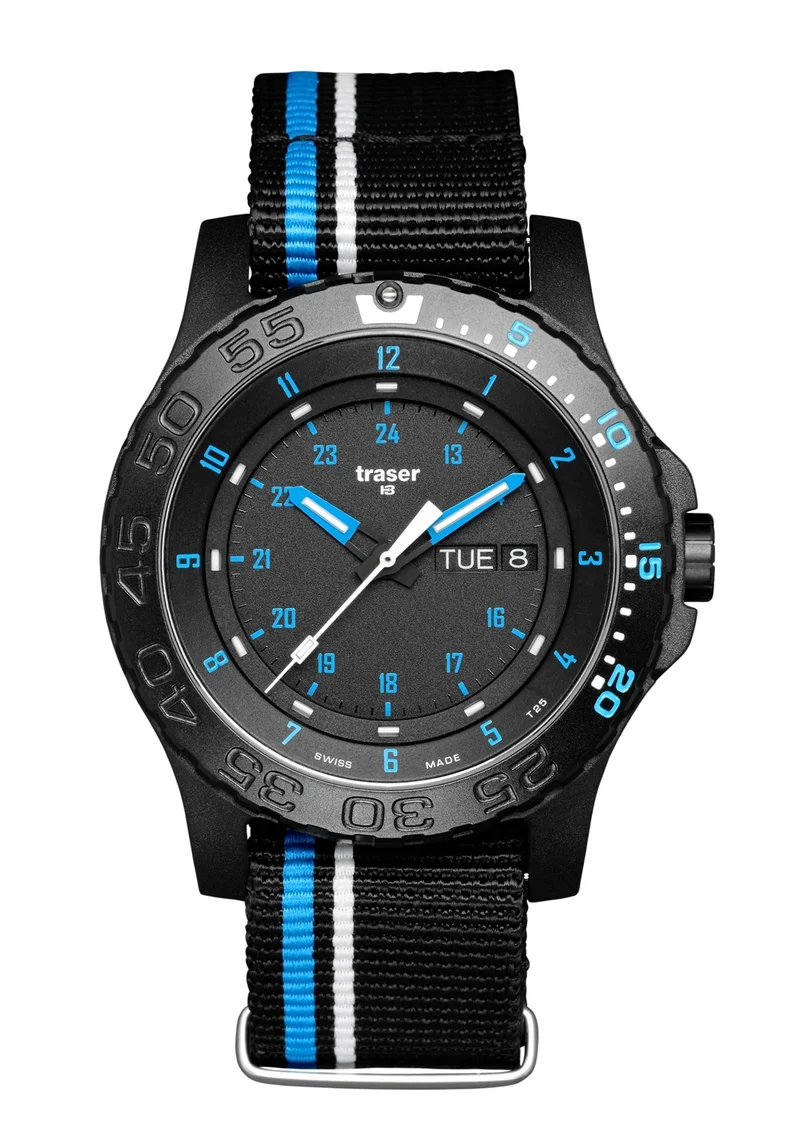 Traser Blue Infinity Herrenuhr • Tritium-Leuchtmarkierungen • Outdoor-Armbanduhr