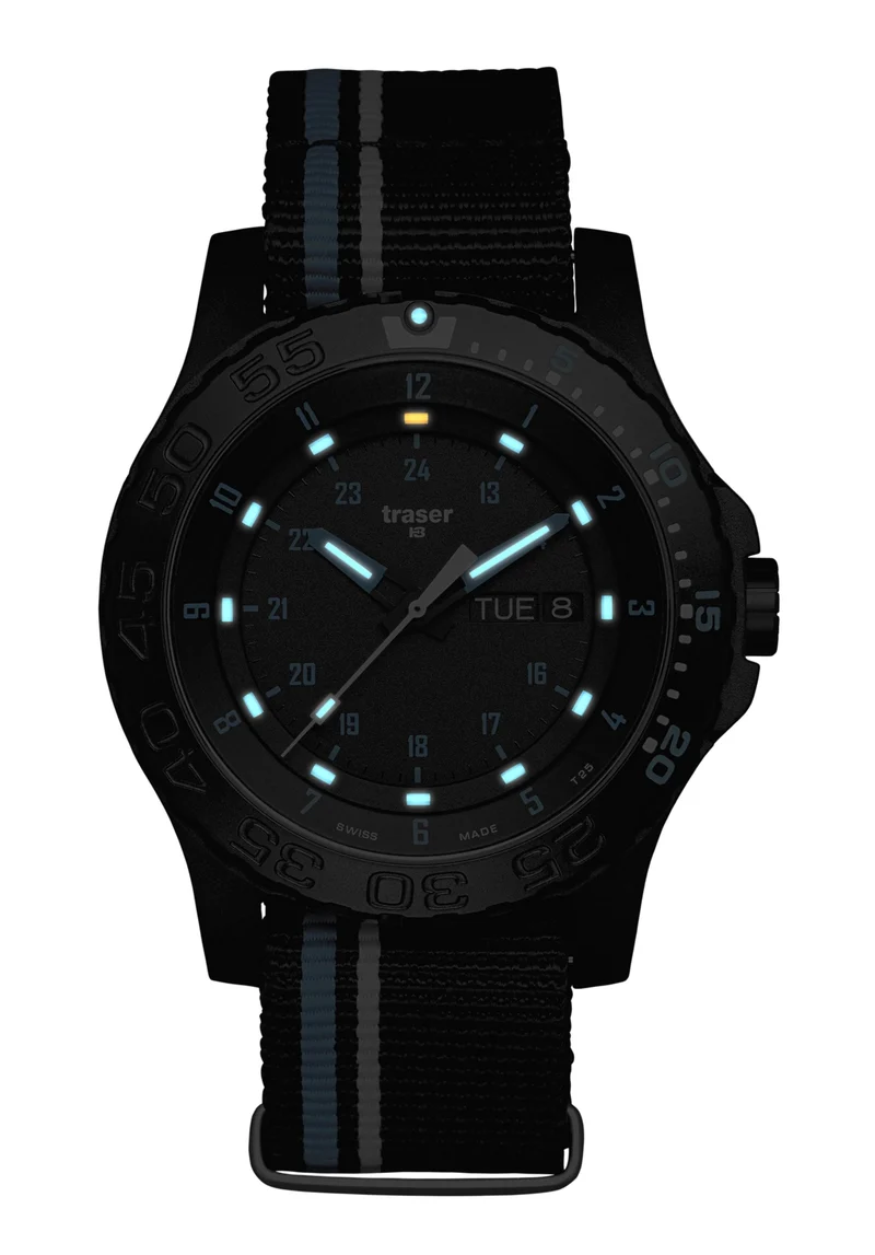 Traser Blue Infinity Herrenuhr • Tritium-Leuchtmarkierungen • Outdoor-Armbanduhr