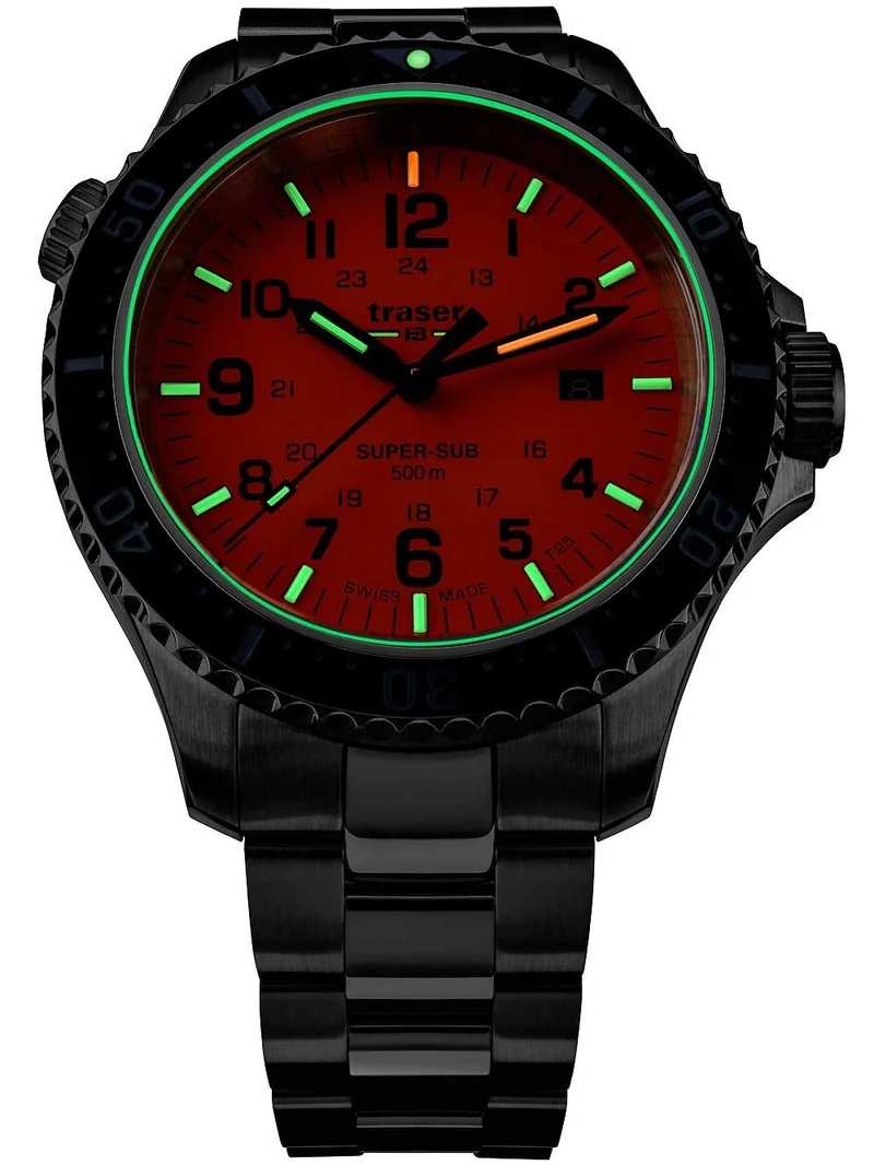 Traser H3 P67 T25 SuperSub 109381 Herrenuhr Orange • Tritium-Leuchtmasse H3 • 50 ATM Wasserdicht