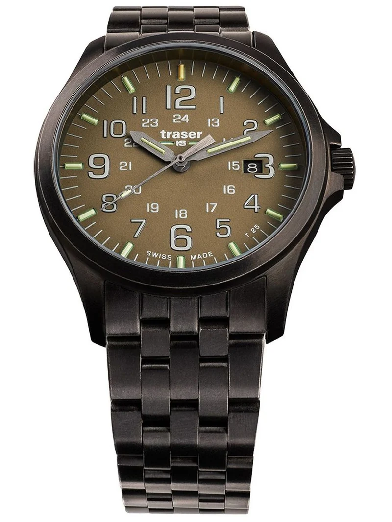 Traser H3 P67 Officer GunMetal 108738 Herrenuhr Khaki • Tritium-Leuchtzeiger • 10 ATM Wasserdicht