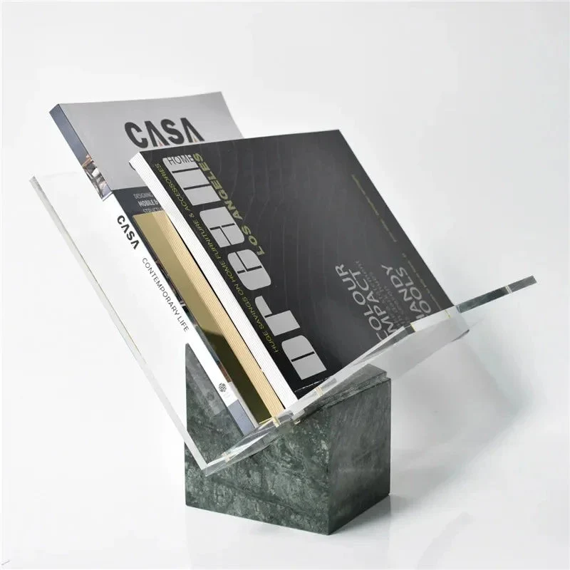Tijdschriftenhouder Marmer Acryl 27cm Bureau Organizer Opbergrek Modern Kantoor | Sansoti