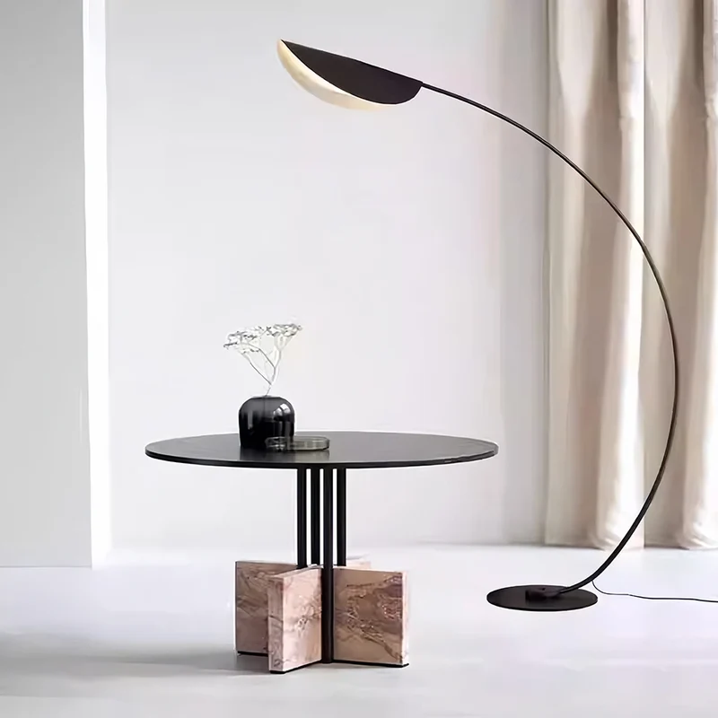 Boog Vloerlamp Blad Vorm Zwart 3-Kleuren Dimbaar Acryl | Sansoti