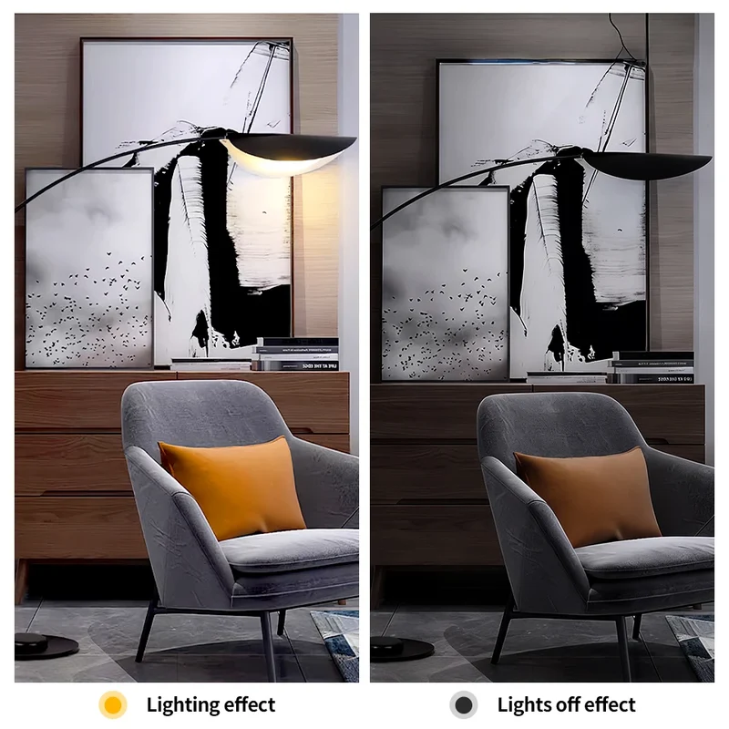 Boog Vloerlamp Blad Vorm Zwart 3-Kleuren Dimbaar Acryl | Sansoti