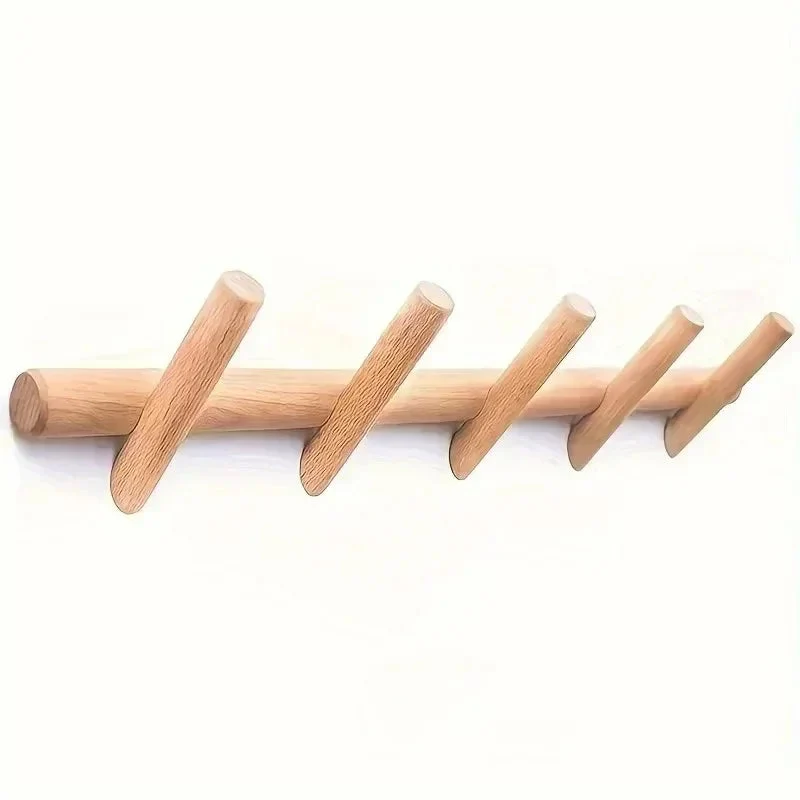 Kapstok Wand Eikenhout Minimalistisch 4 5 Haken Hal Garderobe Modern Scandinavisch | Sansoti