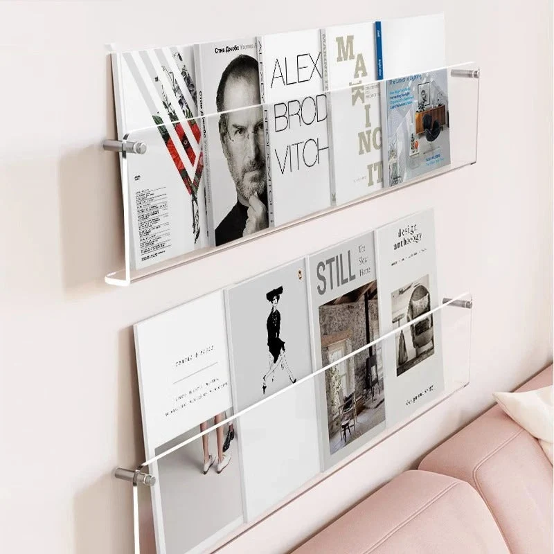 Wandplank PVC Zwevend Tijdschriftenrek 40cm 50cm 80cm Boeken Woonkamer Modern | Sansoti