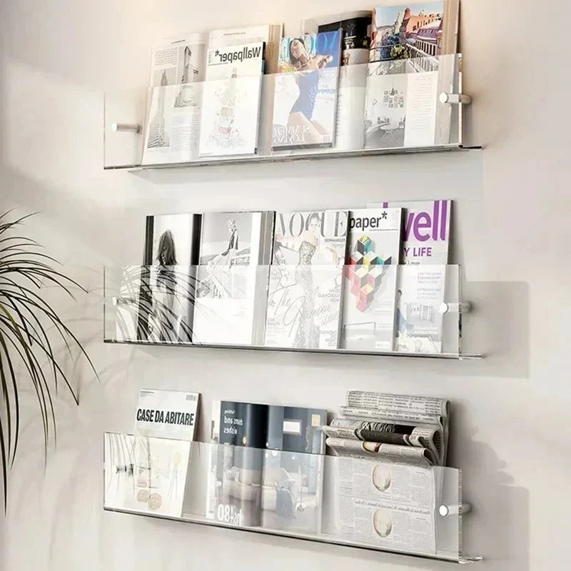 Wandplank PVC Zwevend Tijdschriftenrek 40cm 50cm 80cm Boeken Woonkamer Modern | Sansoti