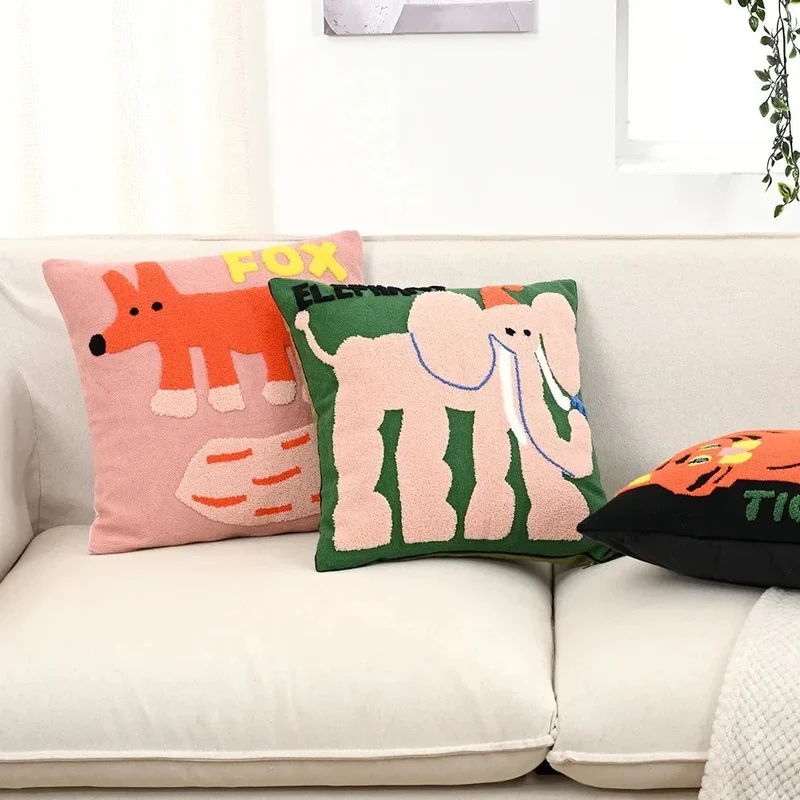 Kussenhoes Dieren Borduurwerk Scandinavisch 45x45 Polyester Katoen | Sansoti