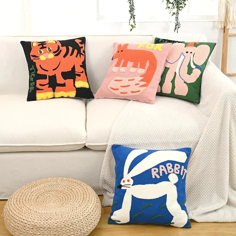 Kussenhoes Dieren Borduurwerk Scandinavisch 45x45 Polyester Katoen | Sansoti