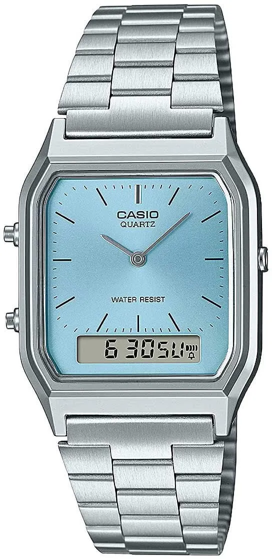 Casio Vintage AQ-230A-2A1MQYES Uhr • Kultiges Retro-Design • Zweite Zeitzone