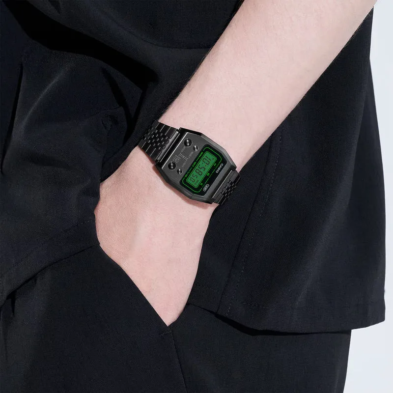 Casio Vintage A1100B-1EF Uhr • Kultiges Retro-Design • Grünes LCD