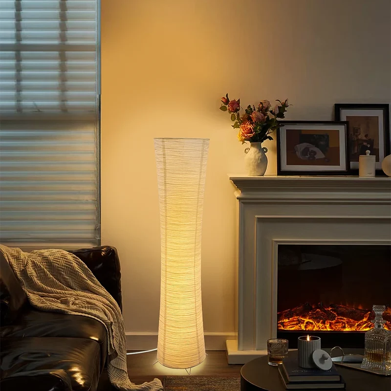 Vloerlamp Papier Japandi Cilinder Staande Lamp Warm Licht Minimalistisch | Sansoti