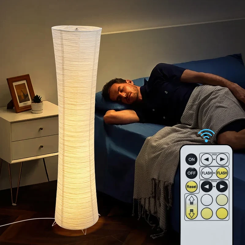 Vloerlamp Papier Japandi Cilinder Staande Lamp Warm Licht Minimalistisch | Sansoti