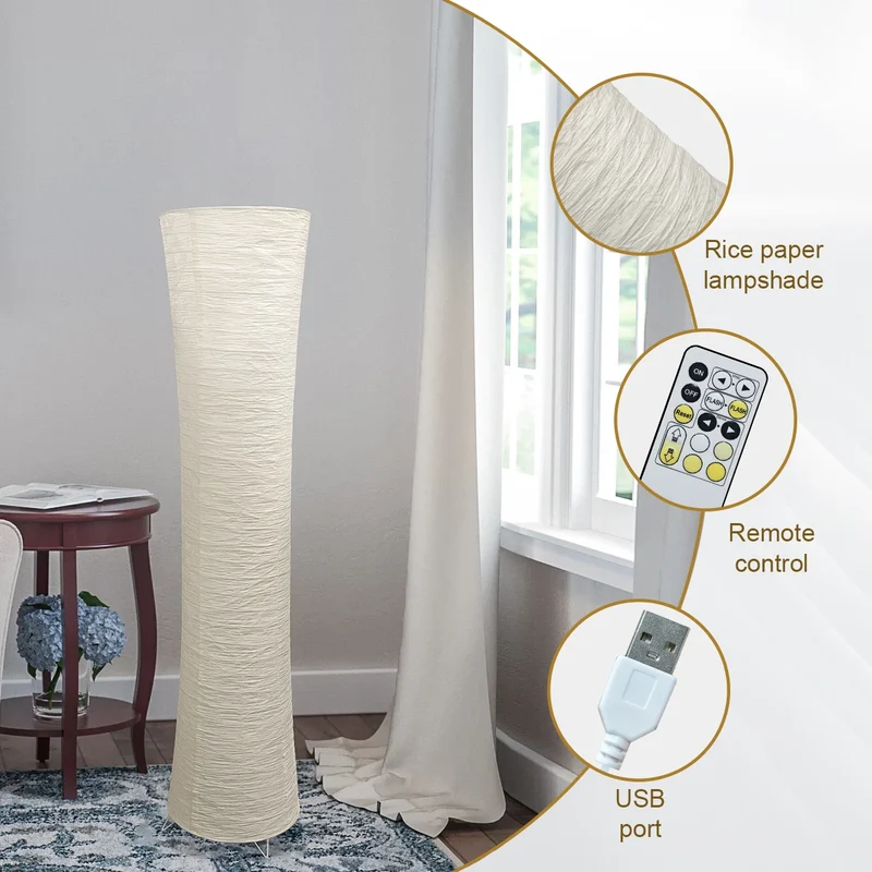 Vloerlamp Papier Japandi Cilinder Staande Lamp Warm Licht Minimalistisch | Sansoti