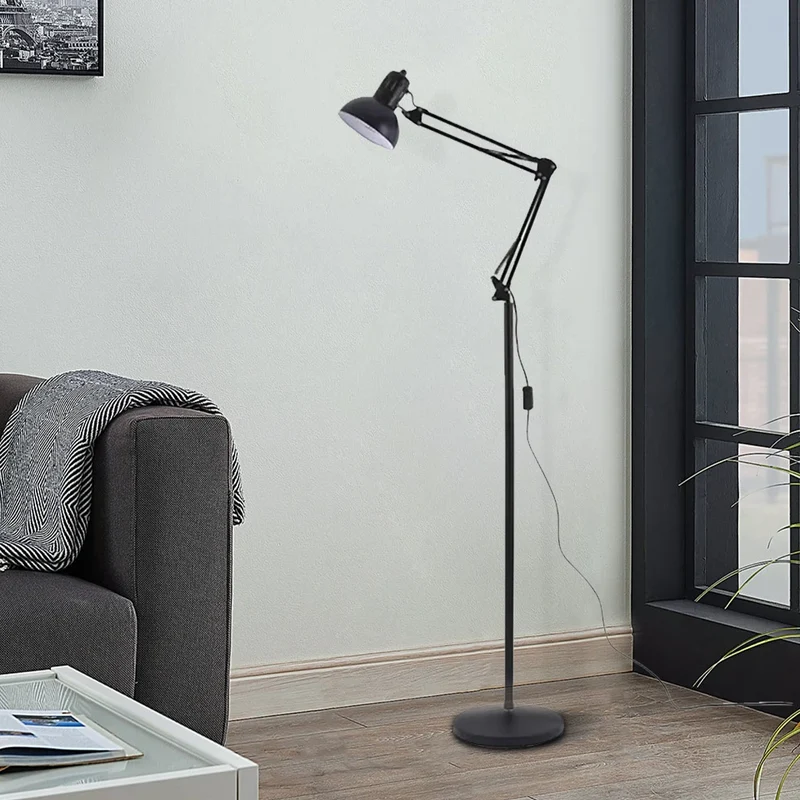 Vloerlamp Verstelbaar Met RGB Lamp Dimbaar Leeslamp Zwart Met Zwenkarm E27 | Sansoti