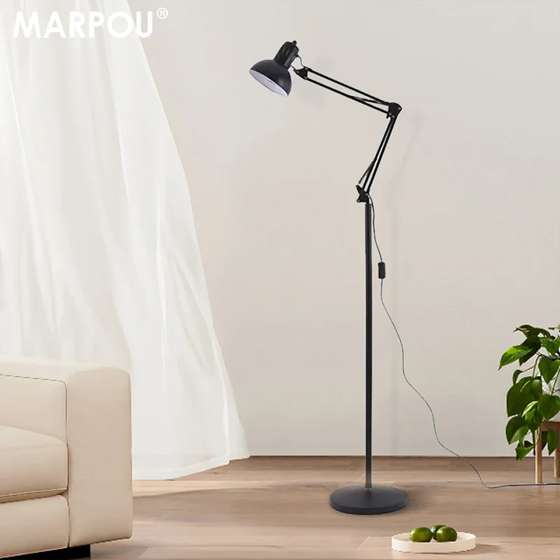 Vloerlamp Verstelbaar Met RGB Lamp Dimbaar Leeslamp Zwart Met Zwenkarm E27 | Sansoti
