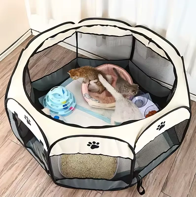 Hondenren Opvouwbaar Oxford Stof Draagbare Puppy Ren Achthoek Binnen Buiten | Sansoti
