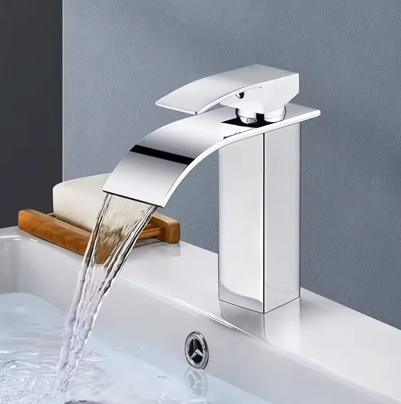 Waterval Wastafelkraan RVS Warm Koud Mengkraan Zwart Goud Zilver | Sansoti