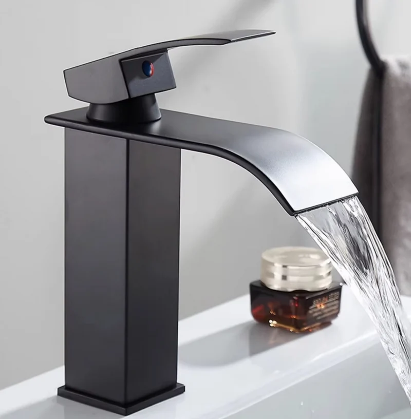 Waterval Wastafelkraan RVS Warm Koud Mengkraan Zwart Goud Zilver | Sansoti