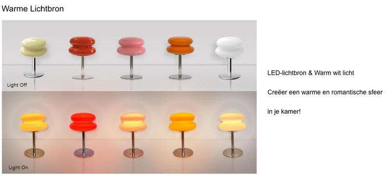 Bauhaus Tafellamp Glas Design Italiaans Dimbaar LED Nachtlamp USB | Sansoti