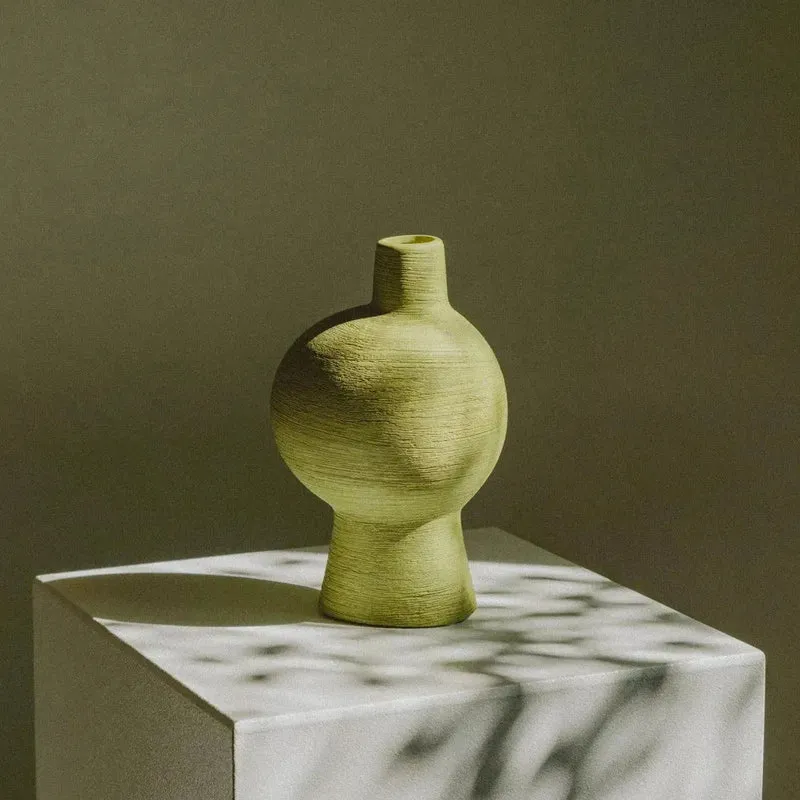 Vaas Keramiek Organisch Groen Smaragd Matcha Olijf Sculptuur Woonkamer Bloemenvaas | Sansoti