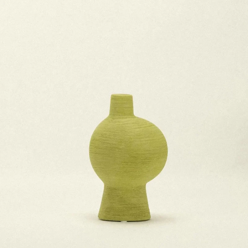 Vaas Keramiek Organisch Groen Smaragd Matcha Olijf Sculptuur Woonkamer Bloemenvaas | Sansoti