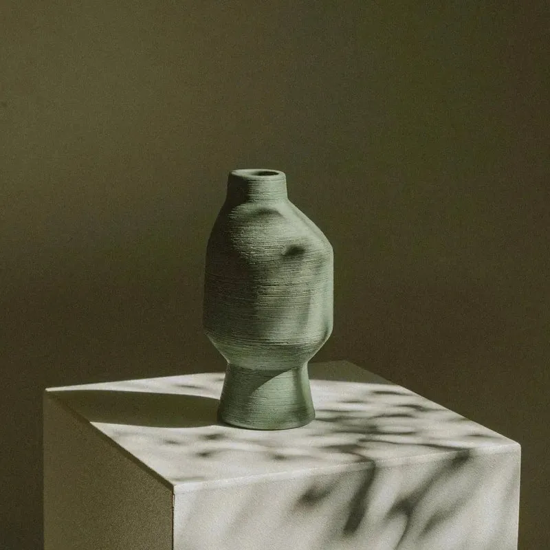 Vaas Keramiek Groen Organisch Sculptuur 20cm 30cm 40cm Woonkamer Decoratie Modern | Sansoti