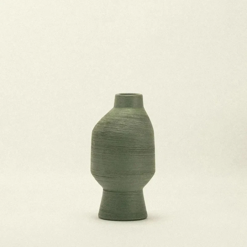 Vaas Keramiek Groen Organisch Sculptuur 20cm 30cm 40cm Woonkamer Decoratie Modern | Sansoti