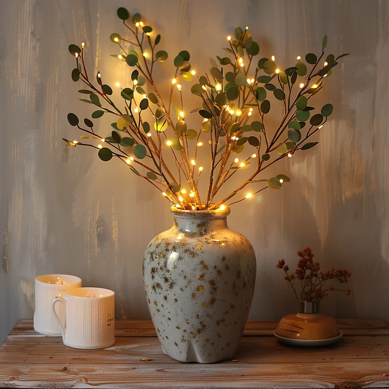 Lichttak Olijftak LED Warm Wit 70cm 120 Lampjes Sfeerverlichting Decoratieve Tak Fairy Lights Woonkamer Slaapkamer Batterij Kerst Natuur