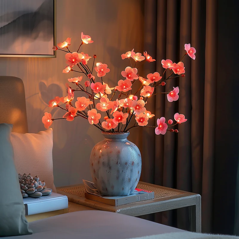 Lichttak Olijftak LED Warm Wit 70cm 120 Lampjes Sfeerverlichting Decoratieve Tak Fairy Lights Woonkamer Slaapkamer Batterij Kerst Natuur