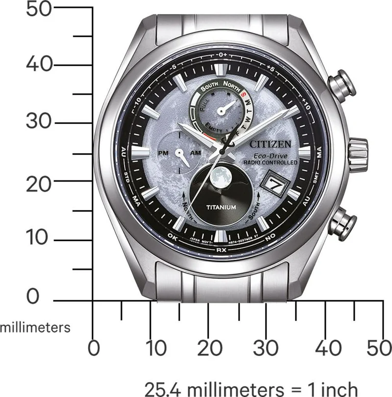 Citizen Tsuki-yomi BY1010-81H Herrenuhr • Eco-Drive Funk-Mondphase • Super Titanium