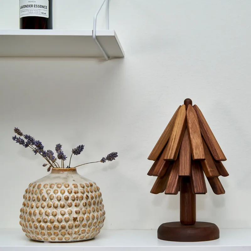 Houten Pannenboom Pannenonderzetter Standaard Naturel Massief Hout Scandinavisch Keuken | Sansoti