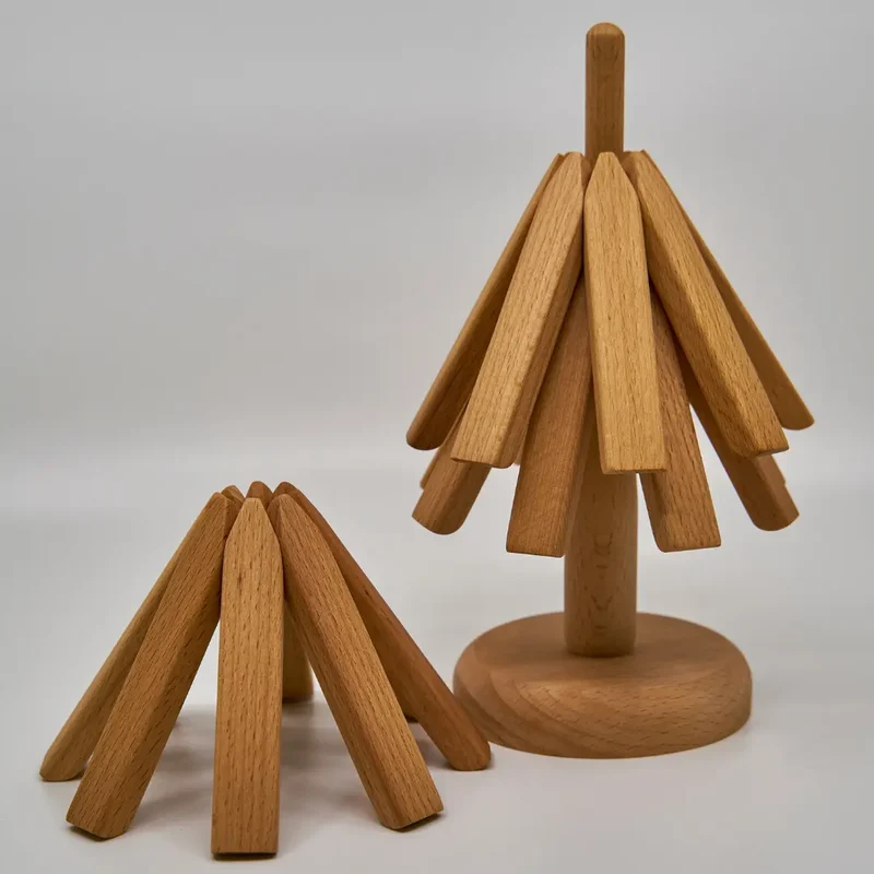 Houten Pannenboom Pannenonderzetter Standaard Naturel Massief Hout Scandinavisch Keuken | Sansoti