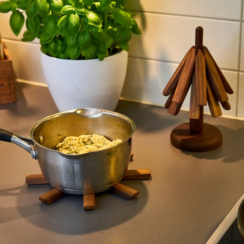 Houten Pannenboom Pannenonderzetter Standaard Naturel Massief Hout Scandinavisch Keuken | Sansoti