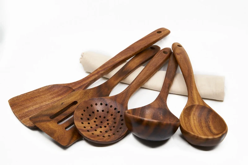 Keukengereedschap Walnouthout Naturlijk Set Spatel Lepel Kookgerei Houten Keuken Premium | Sansoti