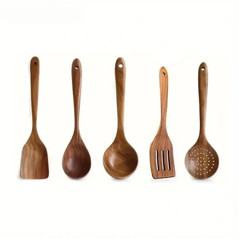 Keukengereedschap Walnouthout Naturlijk Set Spatel Lepel Kookgerei Houten Keuken Premium | Sansoti