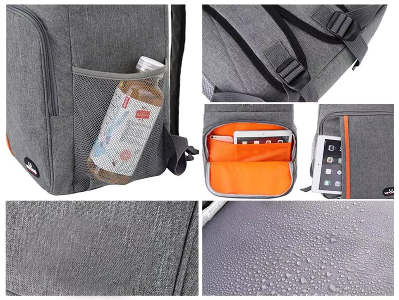 Koelrugzak Geïsoleerd 18L 30L Waterdicht Oxford Nylon Zwart Grijs Picknick Camping Strand | Sansoti