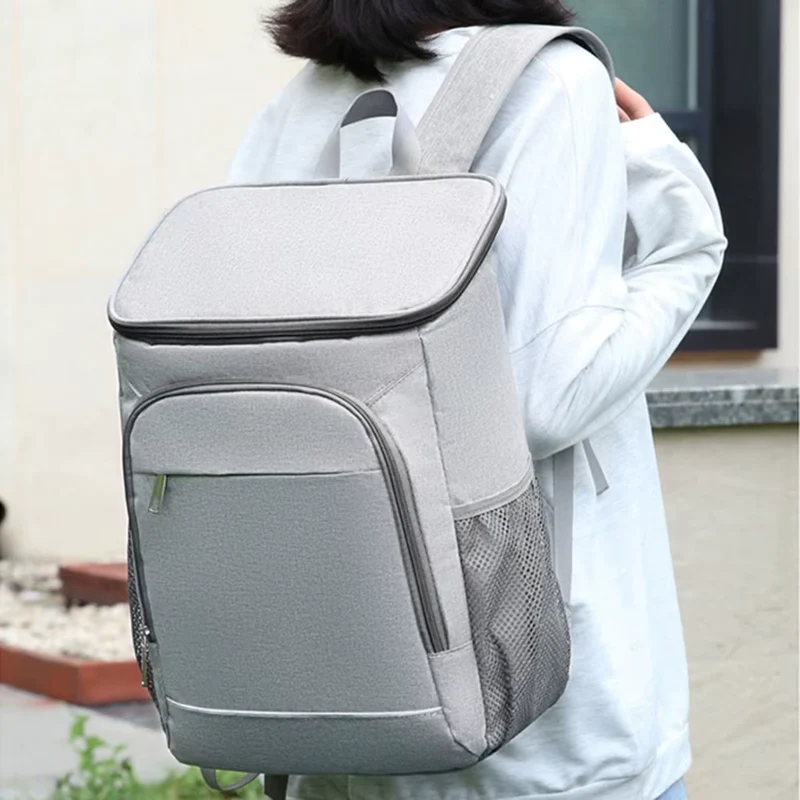 Koelrugzak Geïsoleerd 18L 30L Waterdicht Oxford Nylon Zwart Grijs Picknick Camping Strand | Sansoti
