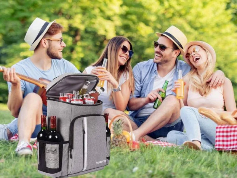 Koelrugzak Geïsoleerd 18L 30L Waterdicht Oxford Nylon Zwart Grijs Picknick Camping Strand | Sansoti