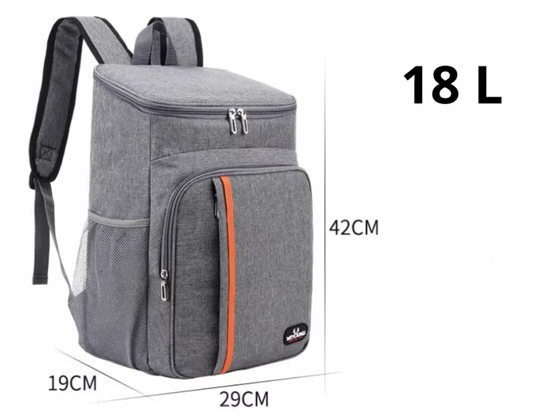 Koelrugzak Geïsoleerd 18L 30L Waterdicht Oxford Nylon Zwart Grijs Picknick Camping Strand | Sansoti