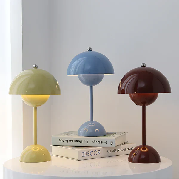LED Tafellamp Paddenstoel Oplaadbaar Dimbaar Design Metaal 29cm | Sansoti