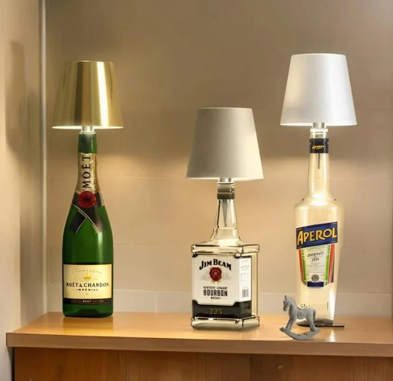 Flessenlamp LED Oplaadbaar Aluminium Tafellamp Voor Wijnfles Warm Licht | Sansoti