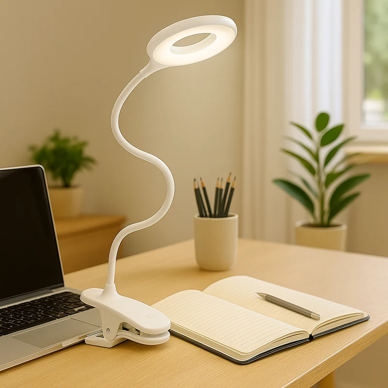 Leeslamp Clip LED Dimbaar USB Oplaadbaar Flexibel Zwanenhals Bed Bureau Reizen | Sansoti
