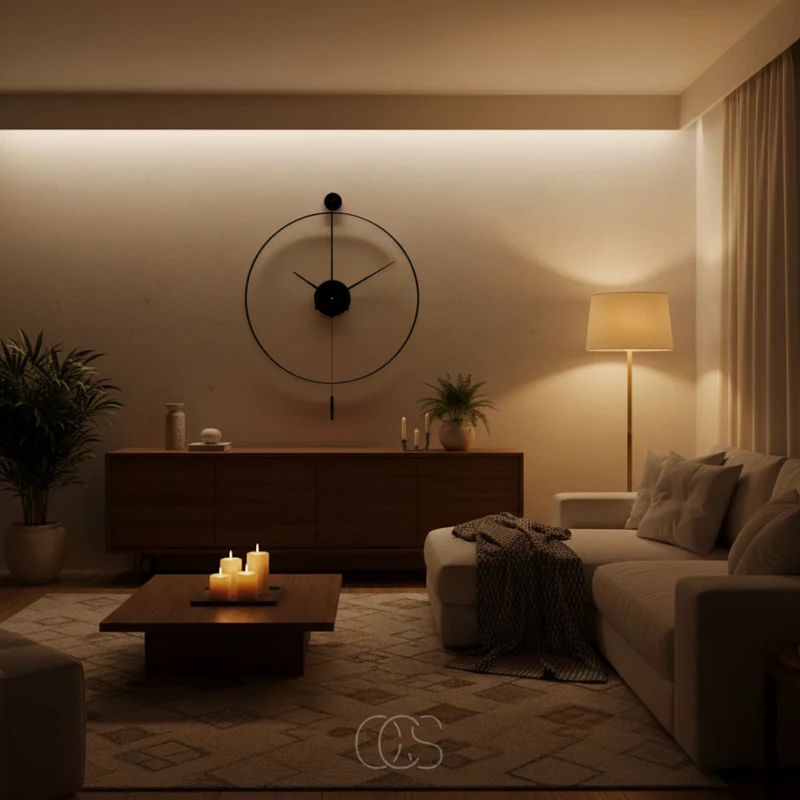 Wandklok Groot 50cm Stil Quartz Metaal Zwart Slinger Klassiek Modern Woonkamer Slaapkamer | Sansoti
