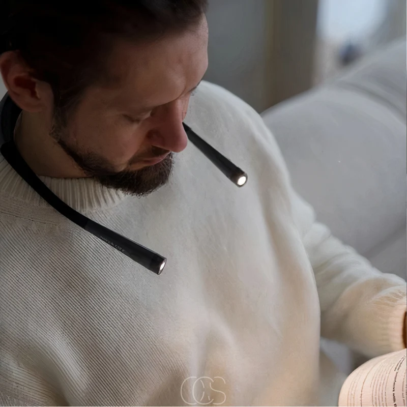 Leeslamp om Nek Oplaadbaar LED Dimbaar 80 Uur Handen Vrij 3 Lichtkleuren USB-C Draadloos | Sansoti