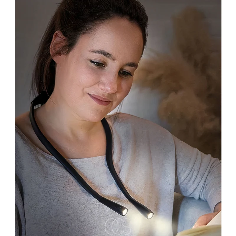 Leeslamp om Nek Oplaadbaar LED Dimbaar 80 Uur Handen Vrij 3 Lichtkleuren USB-C Draadloos | Sansoti