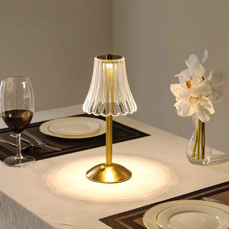 Tafellamp Touch Dimbaar LED Kristal Goud Aluminium Acryl Slaapkamer Woonkamer | Sansoti