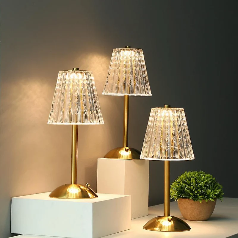 Tafellamp Touch Dimbaar LED Kristal Goud Aluminium Acryl Slaapkamer Woonkamer | Sansoti