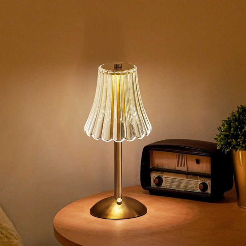 Tafellamp Touch Dimbaar LED Kristal Goud Aluminium Acryl Slaapkamer Woonkamer | Sansoti