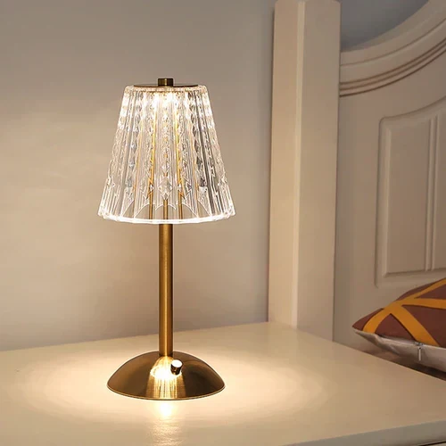 Tafellamp Touch Dimbaar LED Kristal Goud Aluminium Acryl Slaapkamer Woonkamer | Sansoti