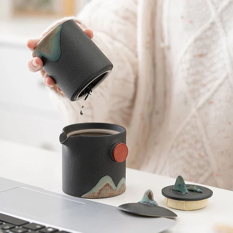 Reis Theeset Japans Keramiek Met Theepot Kopjes Reistas Berglandschap Compact | Sansoti